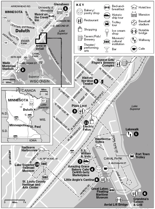 Map of Downtown from "36 Hours in Duluth" New York Times 8.05.05