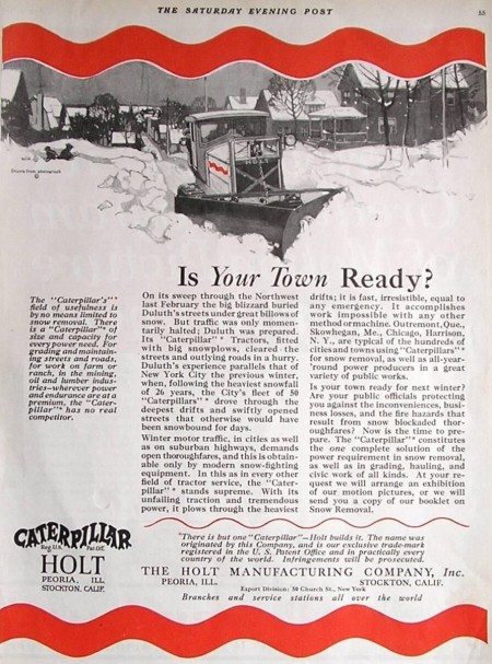 Holt Caterpillar - Is Your Town Ready 1922
