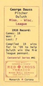 George Dauss baseball card backside