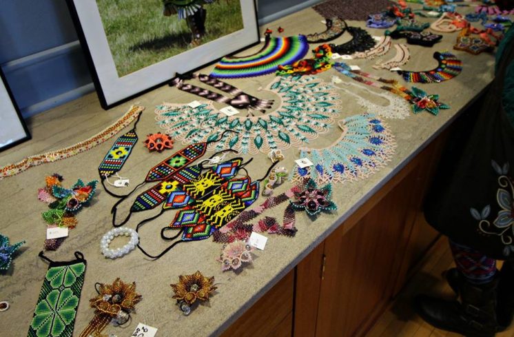 Beadwork brought in by the visiting artists.