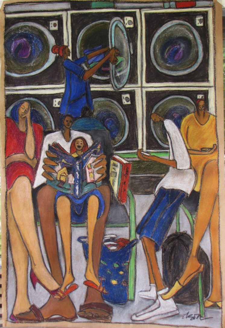 "Read to Your Sister While I Get the Laundry" pastel on paper 23" x 35"