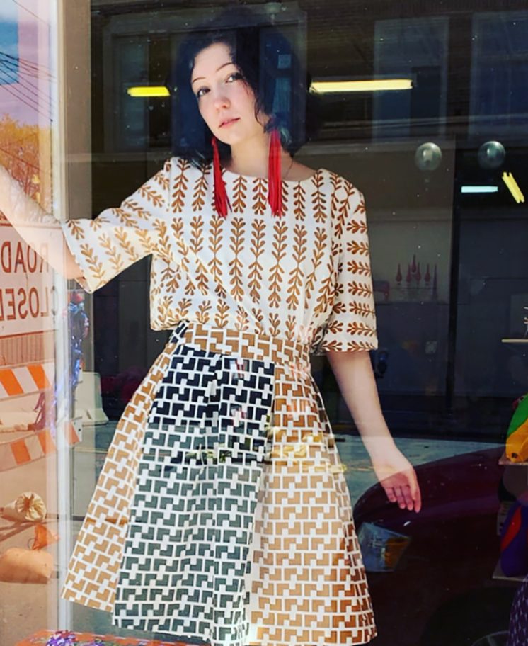 model in window